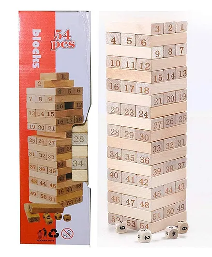 Natural Wood Wooden Blocks 54 Blocks Non Colo