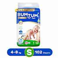 Bumtum Baby Diaper Pants SMALL Size - 102 Pcs